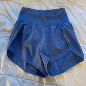 blue high waisted athletic shorts